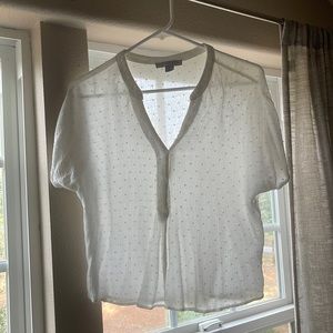 Sheer, white, detailed blouse - Size Medium